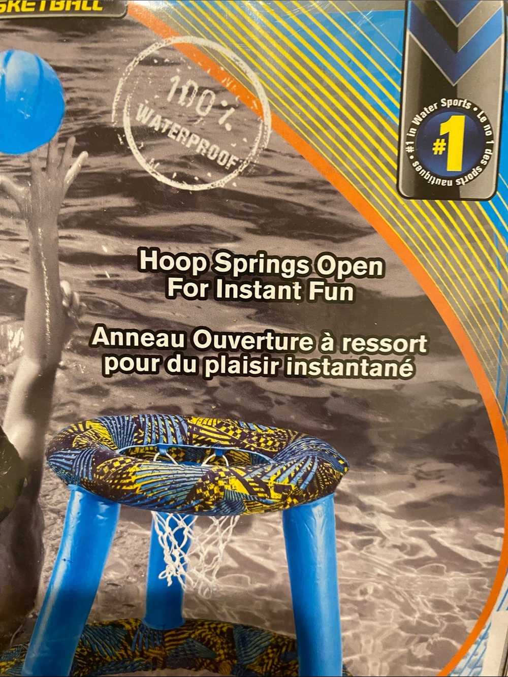 Inflatable Hoop Spring-Open Water Game – Blue/Yellow. NEW - Picture 3 of 3